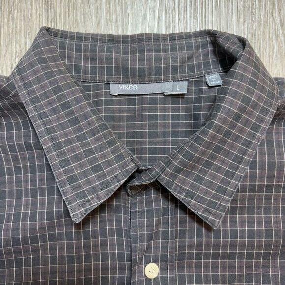 Vince‎ Men's 100% Cotton Button Military Shirt Large Plaid - Picture 5 of 11